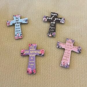 Inspirational Floral Cross magnetic bookmark set of 4, 2” long.